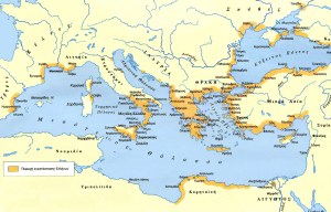 χάρτης ελληνικών αποικιών στην αρχαιότητα